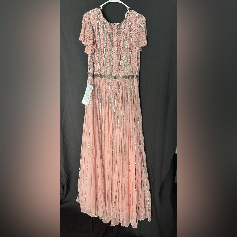 Mac Duggal 5444 or 70108 NWOT Striped SEQUIN V-NECK GOWN - Picture 5 of 5